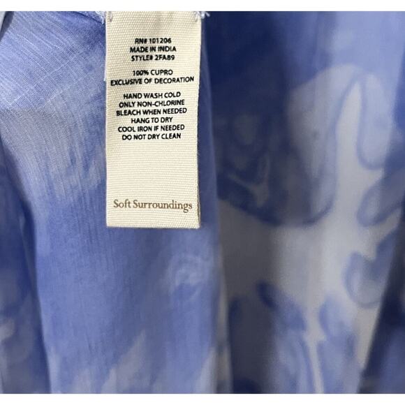 Soft Surroundings Origins Sheer Embroidered Kimono Top L/XL Blue Boho Artsy - Picture 7 of 7